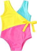 Happy Town Toddler Swimsuit Girl One Piece Bathing Suit Color Block Swimwear Baby Summer Beach Wear