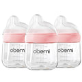 Baby Bottles with Slow Off-Centered Nipple for 0+ Months, Anti Colic Newborn Milk Feeding Bottle, 150ml/5oz/Pink/3Pack