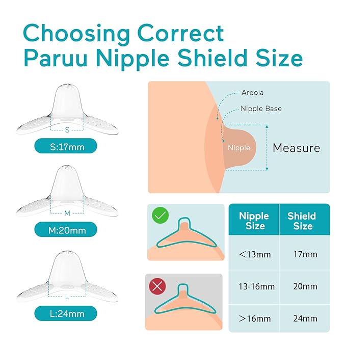 Paruu Contact Nipple Shields, Butterfly Breastfeeding Nipple Shields for Protecting Flat or Inverted Nipples, 100% Food-Grade Silicone, Made Without BPA/BPS, Include Carry Case (17mm)