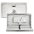 Panda Care Stainless Steel Surface Mounted Baby Changing Station, Heavy Duty Foldable Diaper Changing Table with Liner Dispenser and Adjustable Safety Belt for Commercial and Business