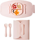 Modern Mini - Silicone Suction Plate for Baby and Toddler, Divided Plate with Fork & Spoon - Unbreakable, Non-Toxic, Food Grade Silicone, Strong Suction Grip, Spill Proof, & Foldable for Travel!