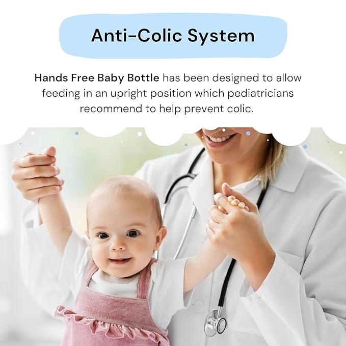Hands-Free Baby Bottle - Anti-Colic Nursing System 9 oz Baby Bottle with Fast Flow Nipple/Teat 3m+ Infant with Tube Straw Feeding System for Toddler (3 Pack - Classic)