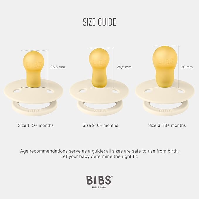 BIBS Pacifiers Colour Collection | Natural Rubber Baby Pacifier | Set of 2 BPA-Free Soothers | Made in Denmark | 18+ Months (Pack of 2) | Cloud
