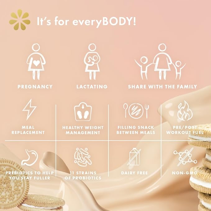 Boobie Body Superfood Protein Pregnancy and Postpartum Meal Replacement Shake, Vanilla Cookie Flavor | 19g Protein | Safe for Lactation & Motherhood | Organic, Vegan, Zero Sugar, 1 Tub (20 Servings)