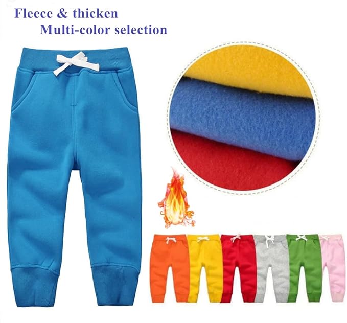 CuteOn Unisex Toddler Jogger Pants Kids Cotton Elastic Waist Winter Baby Sweatpants Pants 1-5Years