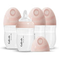 Gulicola PP (NOT Glass) Baby Breastfeeding Bottles Newborn Set 4 Pack, Extra Slow Flow Nipples, 0 Months +, 5 oz - Pink