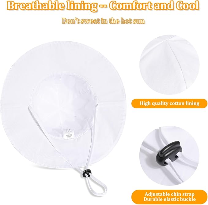 Baby Girl Sun Hat with UPF 50+ Outdoor Adjustable Beach Hat with Wide Brim Bucket Hats
