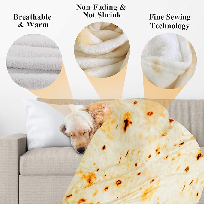 Kids Tortilla Blanket 1 2 3 4 5 Year Old Boy Birthday Gift, 49 Inch Burritos Kids Blanket Funny Kindergarten Graduation Gifts for Boys, Taco Food Blanket, Soft Comfortable Flannel Throw Blanket