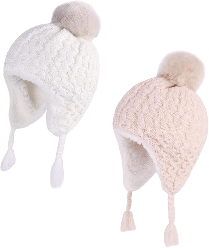LANGZHEN Toddler Kids Infant Winter Hat,Earflap Knit Warm Cap Fleece Lined Beanie for Baby Boys Girls