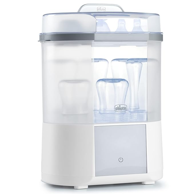 Chicco Advanced Electric Steam Sterilizer & Dryer for Baby Bottles, Feeding Accessories and More | Eliminates 99.9% of Germs | 4 Programming Options | 2 Configurations | Automatic Shut-Off