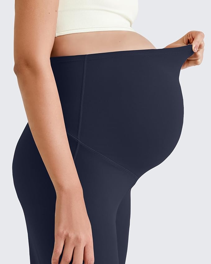 G4Free BareFeel Maternity Dress Yoga Pants Over The Belly Stretchy Work Slack Pregnancy Wide Leg Lounge Trousers