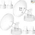 4PCS 24mm Breast Pump Flanges, Duckbill Valves Compatible with Spectra S1/S2/9Plus/Synergy Gold, Motif Luna, Wide-Mouth Bottle Fit, Breast Pump Accessories