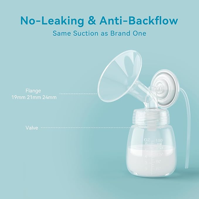 6PCS 16mm Breast Pump Flanges, Duckbill Valves Compatible with Spectra S1/S2/9Plus/Synergy Gold, Motif Luna, Wide-Mouth Bottle Fit, Breast Pump Accessories