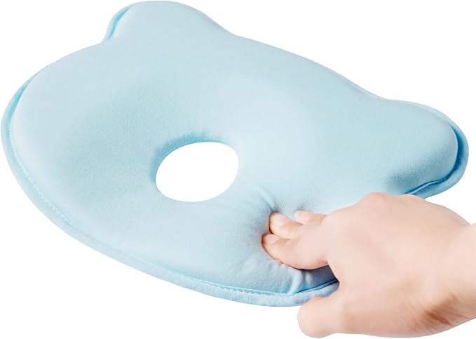 Memory Foam Baby Pillow, Portable Cartoon Bear Soft and Cozy Pillow, Breathable Bedding Set for Infants for Small Boys and Girls,Green