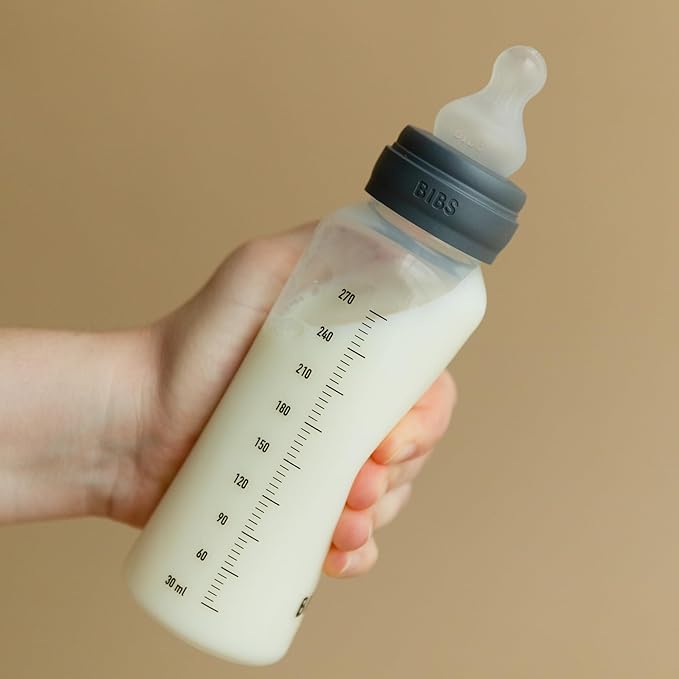 BIBS Baby Bottle 9 oz / 270 ml Silicone Nipple - Anti-Colic, BPA-Free, Round Nipple, Medium Flow, Lightweight & Easy to Clean, Suitable for Newborns 0+ Years - Blush