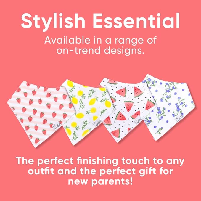 Copper Pearl 4 Pack Soft Cotton Baby Bibs for Drooling and Teething, Absorbent Drool Bibs for Baby Girl and Boy, Adjustable to Fit Newborns to Toddlers, Tons of Styles (Georgia)