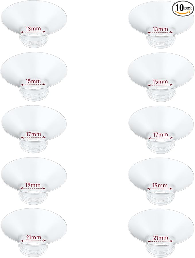 Flange Insert 10PCS 13/15/17/19/21mm*2 Compatible with Momcozy M9/M6/M5/S12 Pro/V1 Pro/V2 pro, Spectra/Medela/Elvie/NCVI/TSRETE/eufy/Lansinoh/Paruu/MomMed Breast Pump 24mm Shields/Flanges