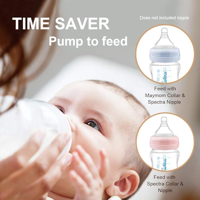 Maymom Wide Neck Breastmilk Collection and Storage Bottle 9oz; Remarkable SureSeal Disc. Compatible with Spectra S2, Spectra S1 Spectra 9+ and Avent Breast Pumps
