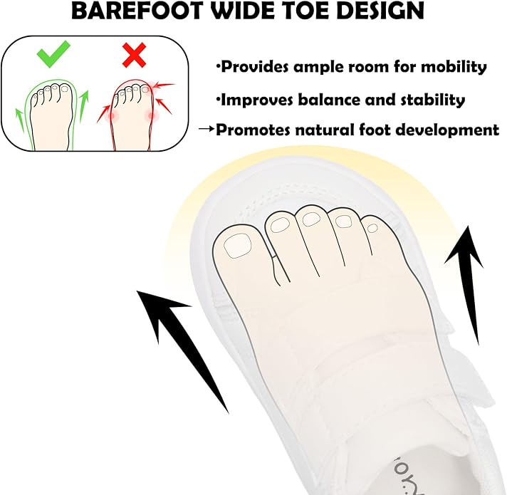 MORENDL Wide Toe Box Shoes Toddler Barefoot Shoes Baby Walking Shoe Boy Girl Non-Slip Zero Drop Minimalist Sneakers Comfort Tennis Outdoor Activities