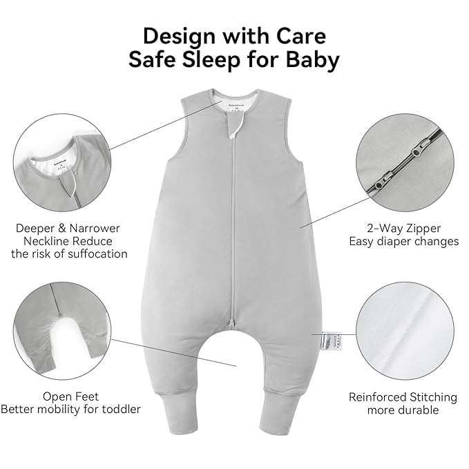 BubblePanda Rayon Made from Bamboo Toddler Sleep Sack with Feet 0.5 Tog Ultra Soft Toddler Sleeping Sack 3t-4t Baby Sleep Bag Walker Wearable Blanket with Legs 2-Way Zipper Lightweight