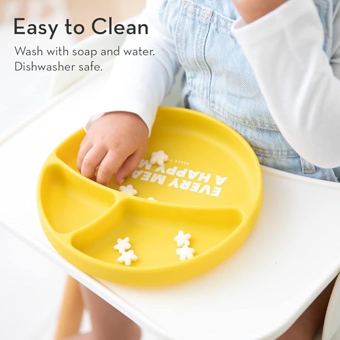 Bella Tunno Suction Plate for Babies & Toddlers, Self-Feeding Dish for Baby Led Weaning, Silicone Divided Plate, Sticks to Highchair Trays & Tables, Microwave & Dishwasher Safe, Meal Monster