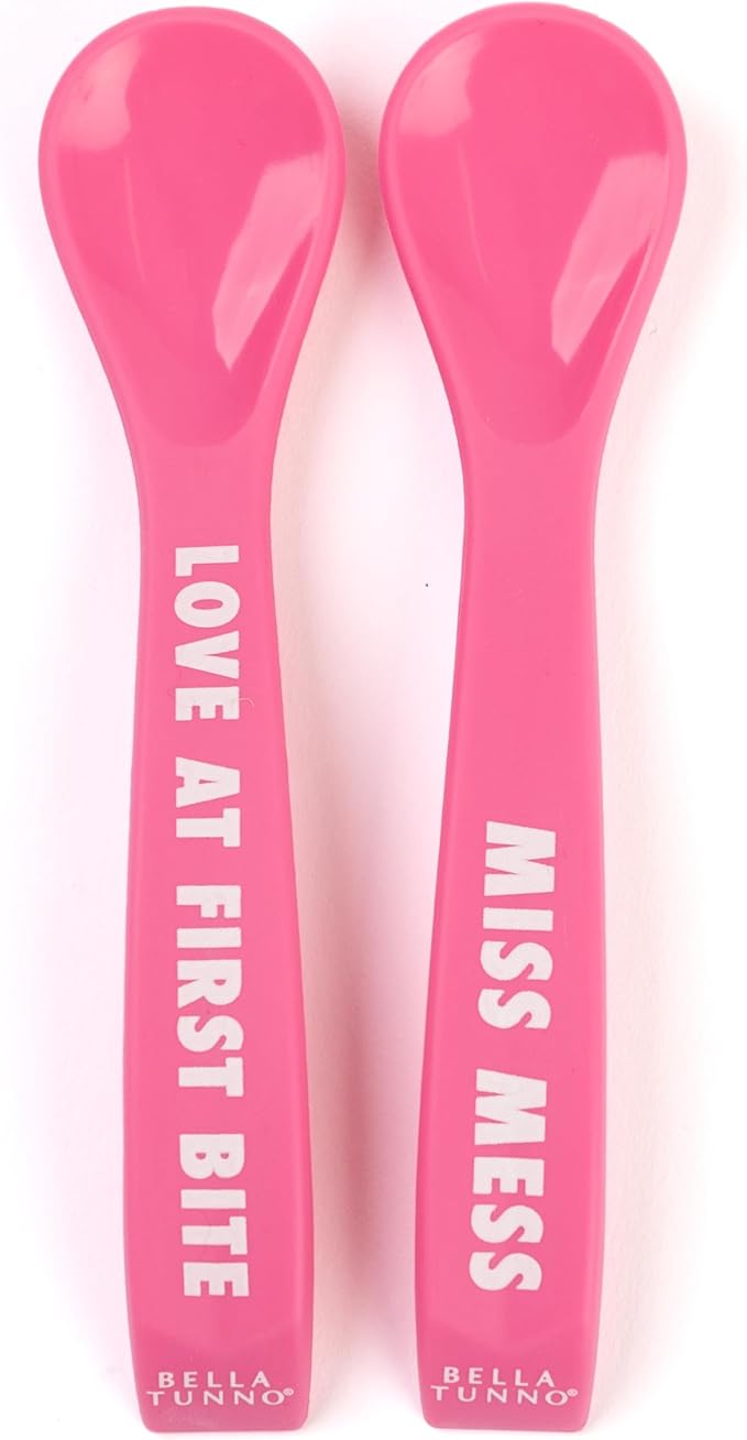 Bella Tunno Silicone Suction Bowl & Spoons for Toddlers & Babies, Food Grade BPA Free Silicone, Non Slip Base, Microwave & Dishwasher Safe, Ideal Baby-Led Weaning Bowl, Miss Mess/Love First Bite