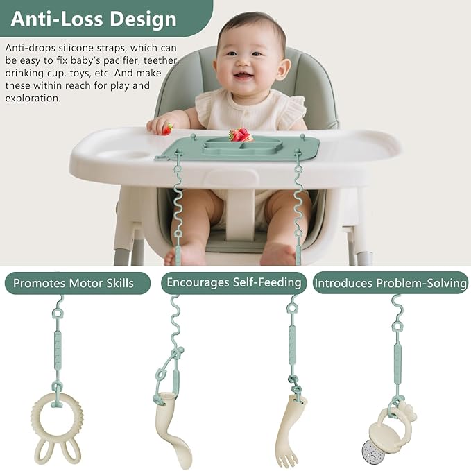 1 Pack Silicone Mat for Babies, Baby Placemat Built-in Suction Base and Equipped 4 Toy Straps & Anti-Peel Design, Activity Mat for Infants to Toddlers, Keeps Babies Essentials Off The Floor,Beige