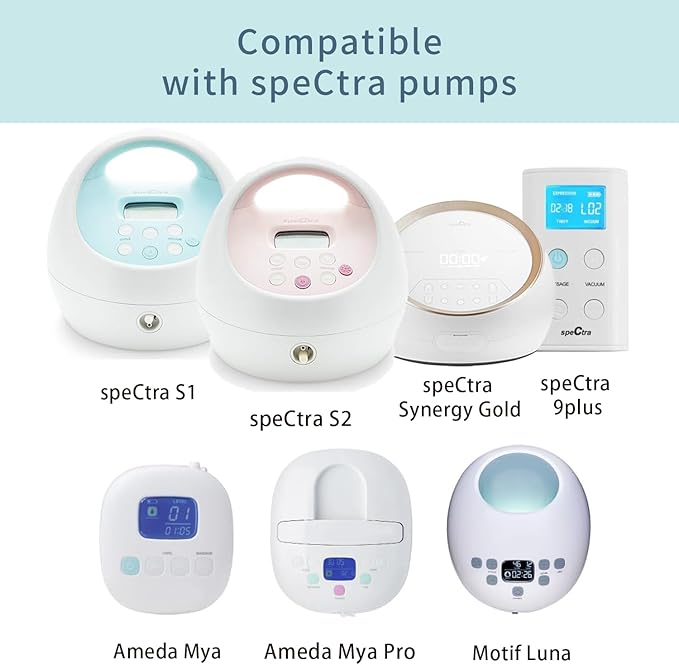 Pump Parts Compatible with Spectra S1/S2/9 Plus, Not Original Accessories, Full Set Replacements Include 16mm Flanges, Duckbill Valves, Backflow Protectors, Tubings and Bottles