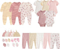 Newborn Layette Gift Set 27-Piece Baby Girl Clothes Bodysuits, Pants Essentials and Accessories 0-12Months