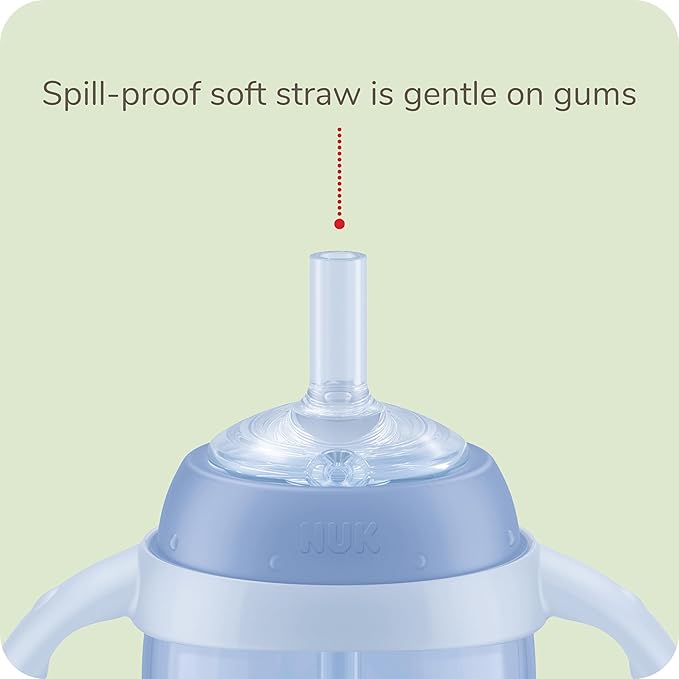 NUK Learner Straw Cup 10oz - Toddler Cup with Soft Straw for Easy Drinking Suitable for Ages 8 Months and Up