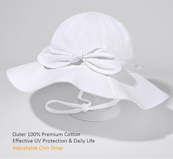 Baby Girl Sun Hat Summer Foldable Beach Hats with UPF50+ Sun Protection Wide Brim Toddler Bucket Hat Cap
