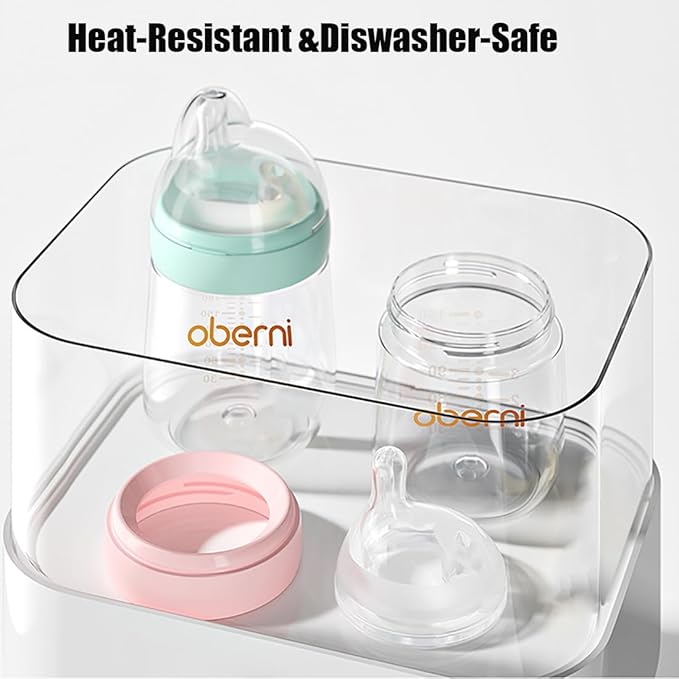 Baby Bottles with Off-Centered Natural Flow Nipple for 0+ Months Newborn, Pink/1Pack