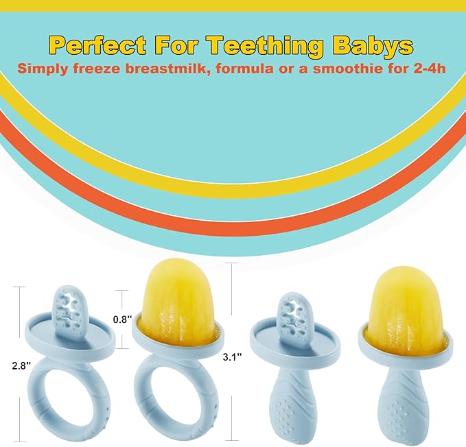 Toddler Popsicles Molds 1 Pack 4 Handle, BPA Free, Silicone Baby Popsicles Molds Easy Release Ice Cream Molds Reusable