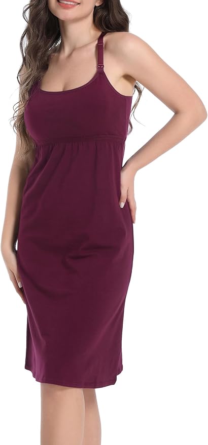 SUIEK 3-Pack Maternity Nursing Nightgown Cotton Breastfeeding Dress Pregnancy Tank Tops Sleepwear