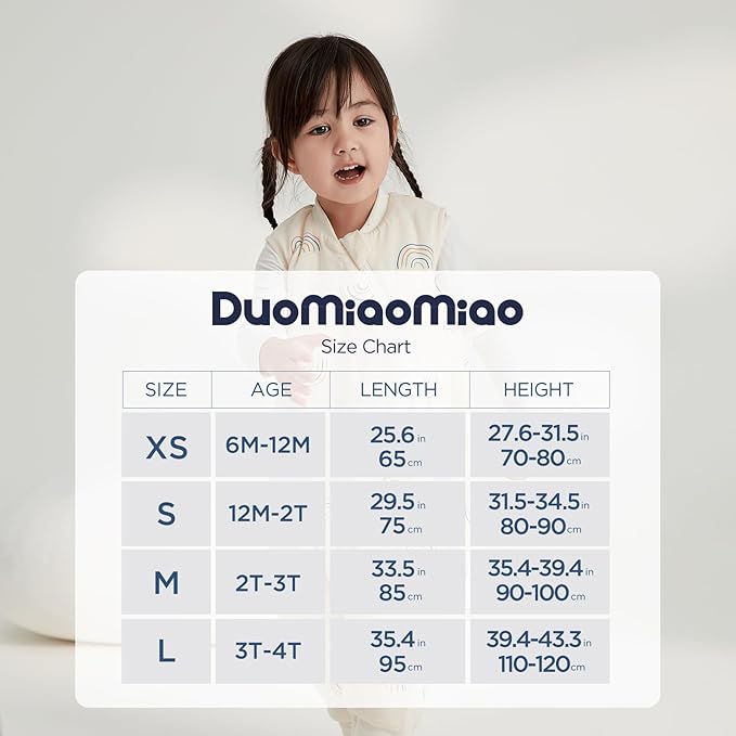 Duomiaomiao 0.5 TOG Toddler Sleep Sack 36-48 Months 100% Cotton Lightweight Baby Sleep Sack with Feet, Breathable Comfy Toddler Wearable Blanket