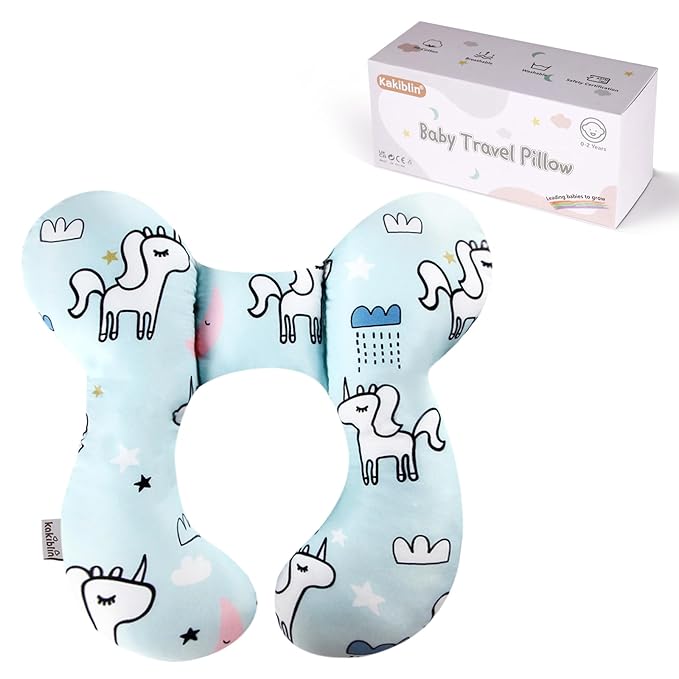 KAKIBLIN Baby Neck Pillow, Baby Support Travek Pillow,Upgraded Neck Pillows for Car Seat,Head and Neck Support Pillow for Car Seat, Pushchair(Unicorn)