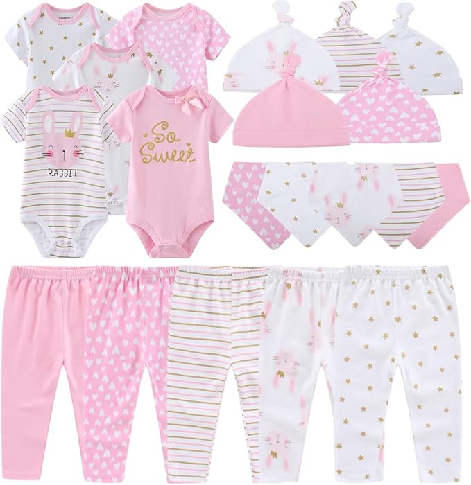 Kiddiezoom Newborn Baby Girl Boy Clothes Baby Outfits Pants Bodysuits Gifts Set Layette Set 0-3 Months