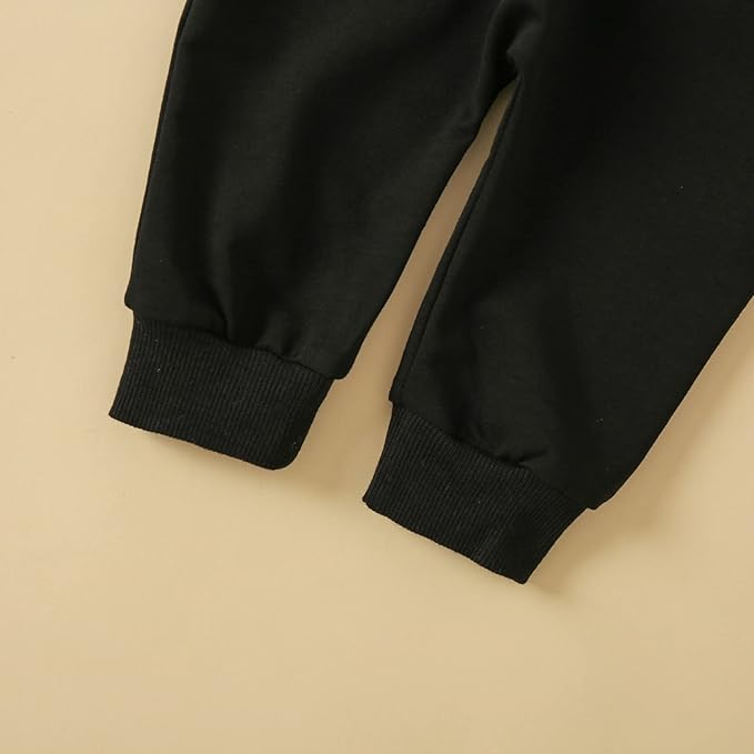 Toddler Baby Boy Clothes Solid Color Long Sleeve Crewneck Sweatshirt Top Casual Pants Set 2Pcs Fall Winter Outfits