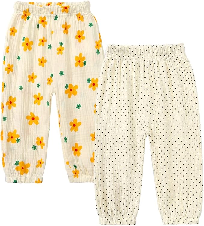 MYGBCPJS Baby Boys Girls Cotton Linen Trousers Kids Casual Ankle Pants Loose Long Bloomers