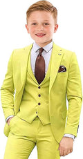 Boys Suit 4 Piece Slim Fit Kids Tuxedo Suit Formal Wedding Outfit Blazer Vest Pants Set with Tie