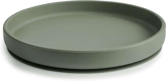 mushie Classic Silicone Suction Plate | BPA-Free Non-Slip Design (Dried Thyme)