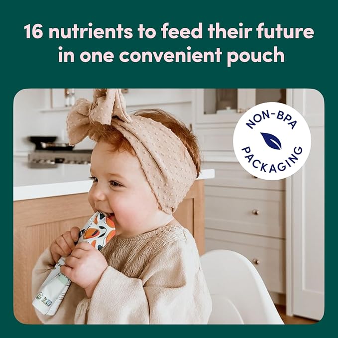 Cerebelly Organic Baby Food Pouches, Kale Sweet Potato Apple Purees, 16 Nutrients, No Added Sugar, Fiber & Non-GMO, 4oz, 6 Pack