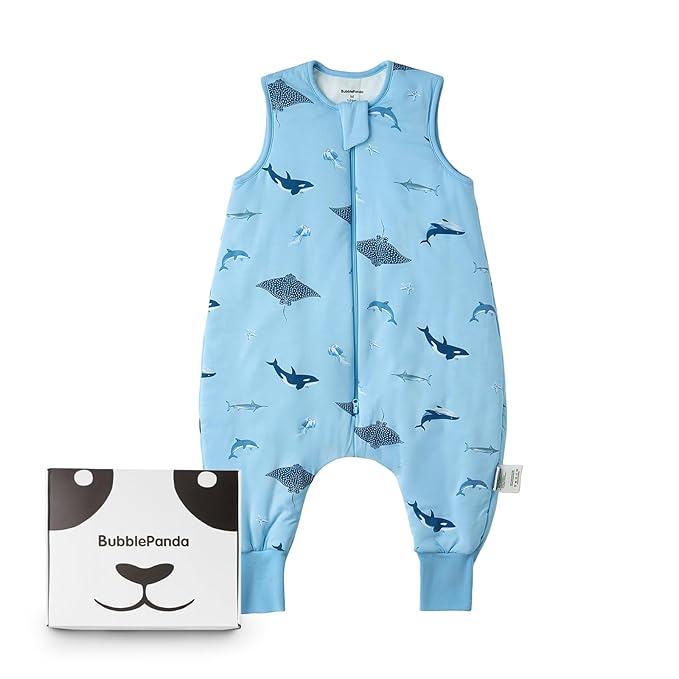 BubblePanda Rayon Made from Bamboo Toddler Sleep Sack with Feet 6-12 Months 1.0 Tog Ultra Soft Toddler Sleeping Sack Baby Sleep Bag Walker Quilted Wearable Blanket with Legs 2-Way Zipper Lightweight