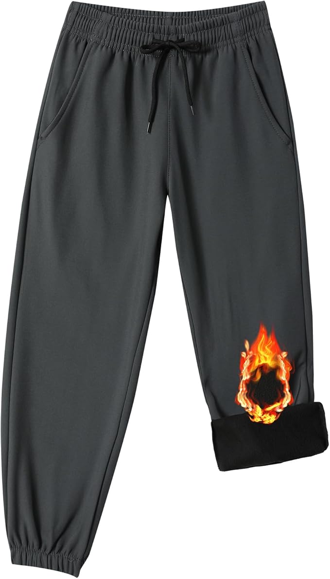 Toddler Fleece Lined Warm Joggers for Baby Boys Girls Thermal Winter Sweatpants Kids Hiking Pants