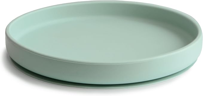 mushie Classic Silicone Suction Plate | BPA-Free Non-Slip Design (Cambridge Blue)