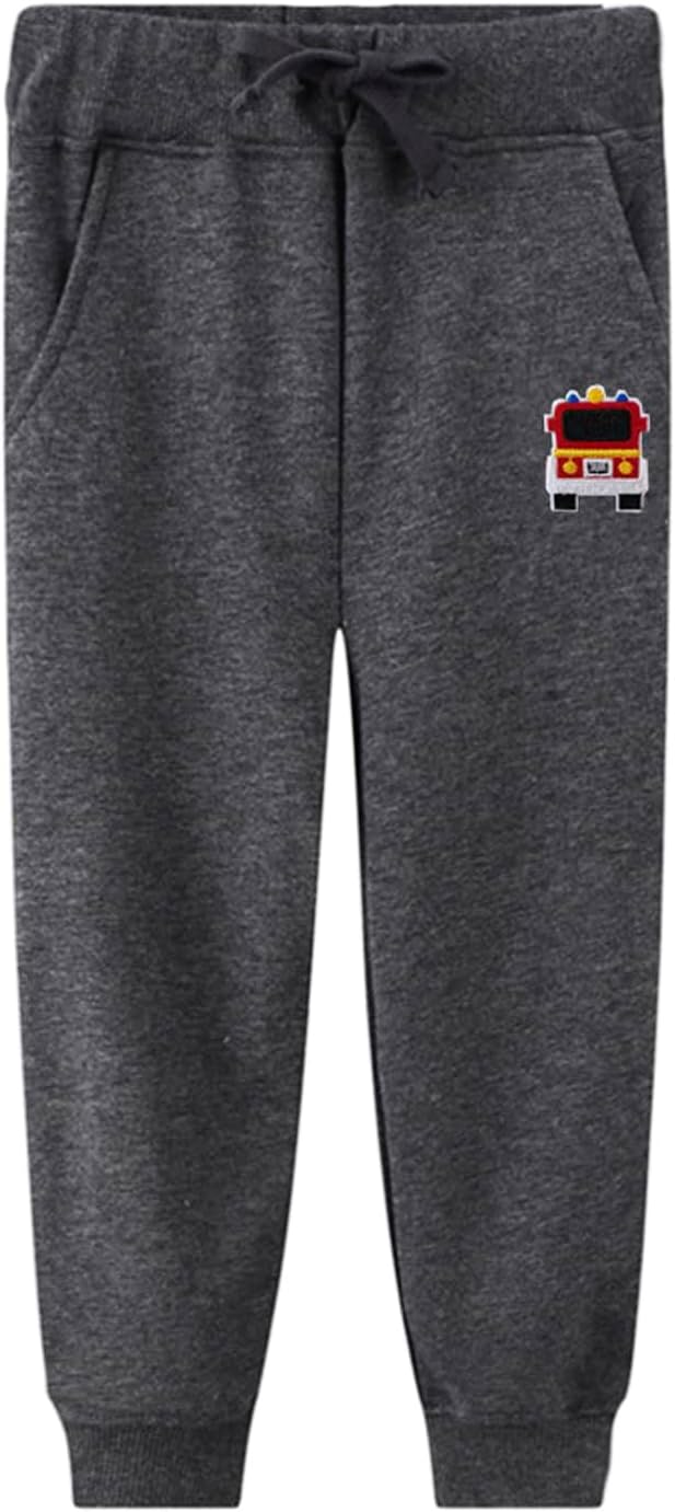 LOKTARC 2 Pack Boys Drawstring Sweatpants Cute Pattern Cotton Sport Jogger Pants