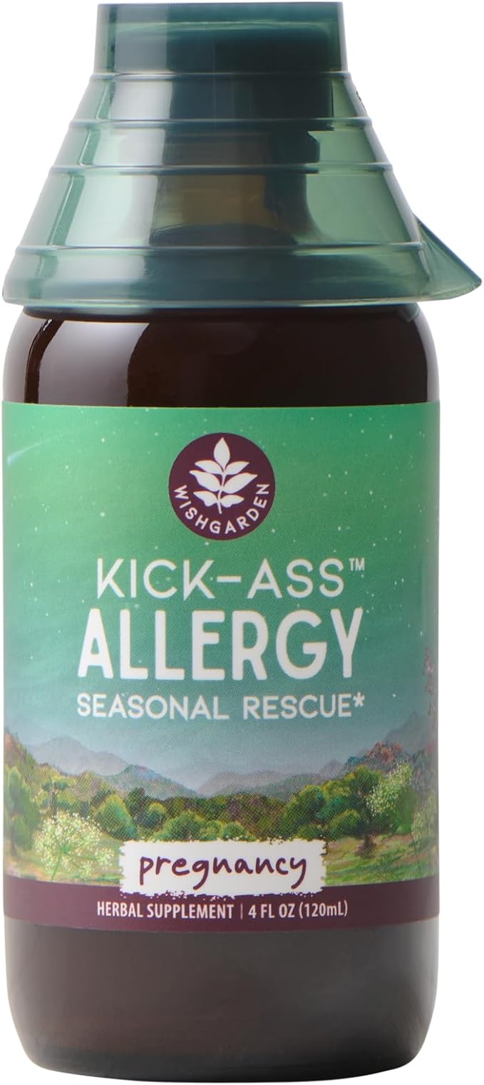 WishGarden Herbs Kick-Ass Allergy for Pregnancy - Plant-Based Herbal Allergy Supplement w/Nettle Leaf, Echinacea & Yerba Santa, Safely Supports Healthy Histamine Response to Seasonal Irritants, 4oz