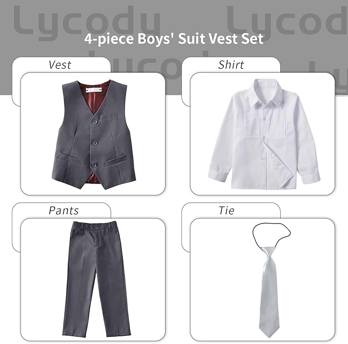 Boys Vest Set Formal Dress Suits Wedding Outfit Dresswear