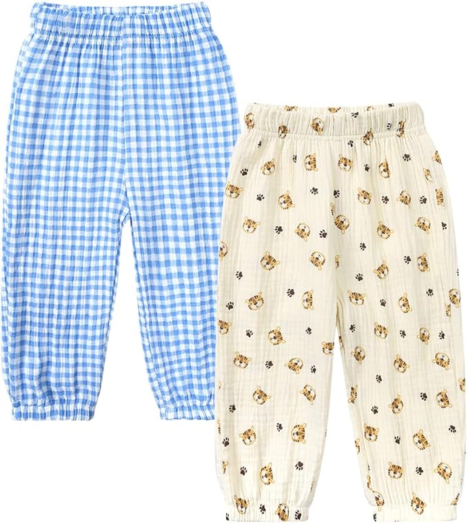 MYGBCPJS Baby Boys Girls Cotton Linen Trousers Kids Casual Ankle Pants Loose Long Bloomers