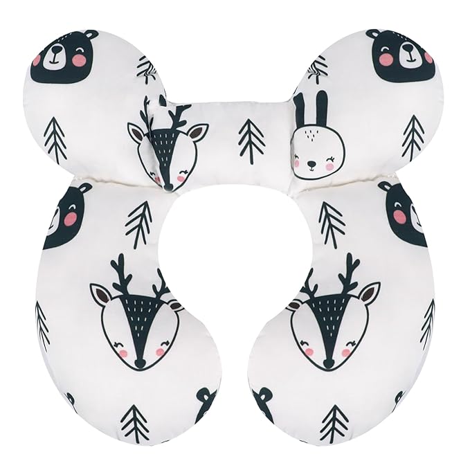 KAKIBLIN Baby Travel Pillow,Upgraded Baby Neck Pillows for Car Seat,Baby Support Pillow,Infant Neck Pillow for Toddler Head and Neck,Newborn Head Support for Car Seat,Pushchair (Black Bear)